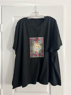 Sun & Crescent Moon Floral Graphic T-Shirt